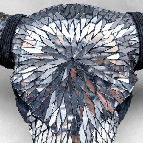 Reflektierendes Mosaik | Glasbüffelschädel
