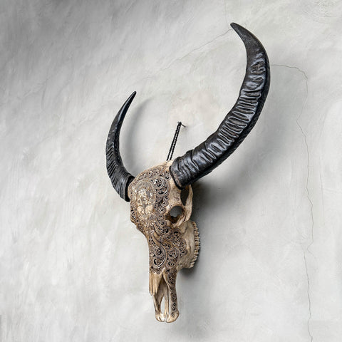 Göttlicher Ganesha | Handgeschnitzter Büffelschädel