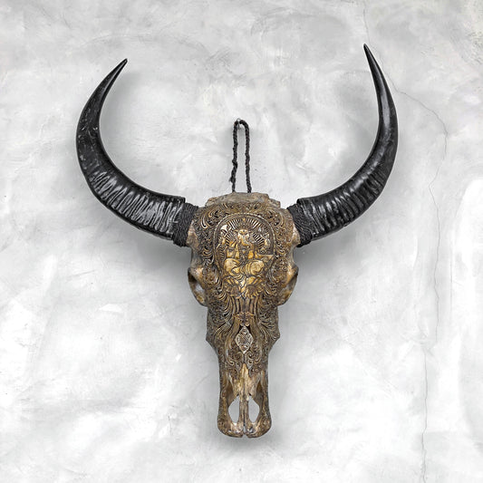 Erhabener Ganesha | Handgeschnitzter Büffelschädel
