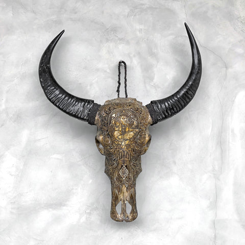 Erhabener Ganesha | Handgeschnitzter Büffelschädel