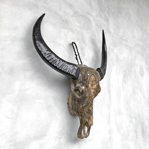 Erhabener Ganesha | Handgeschnitzter Büffelschädel