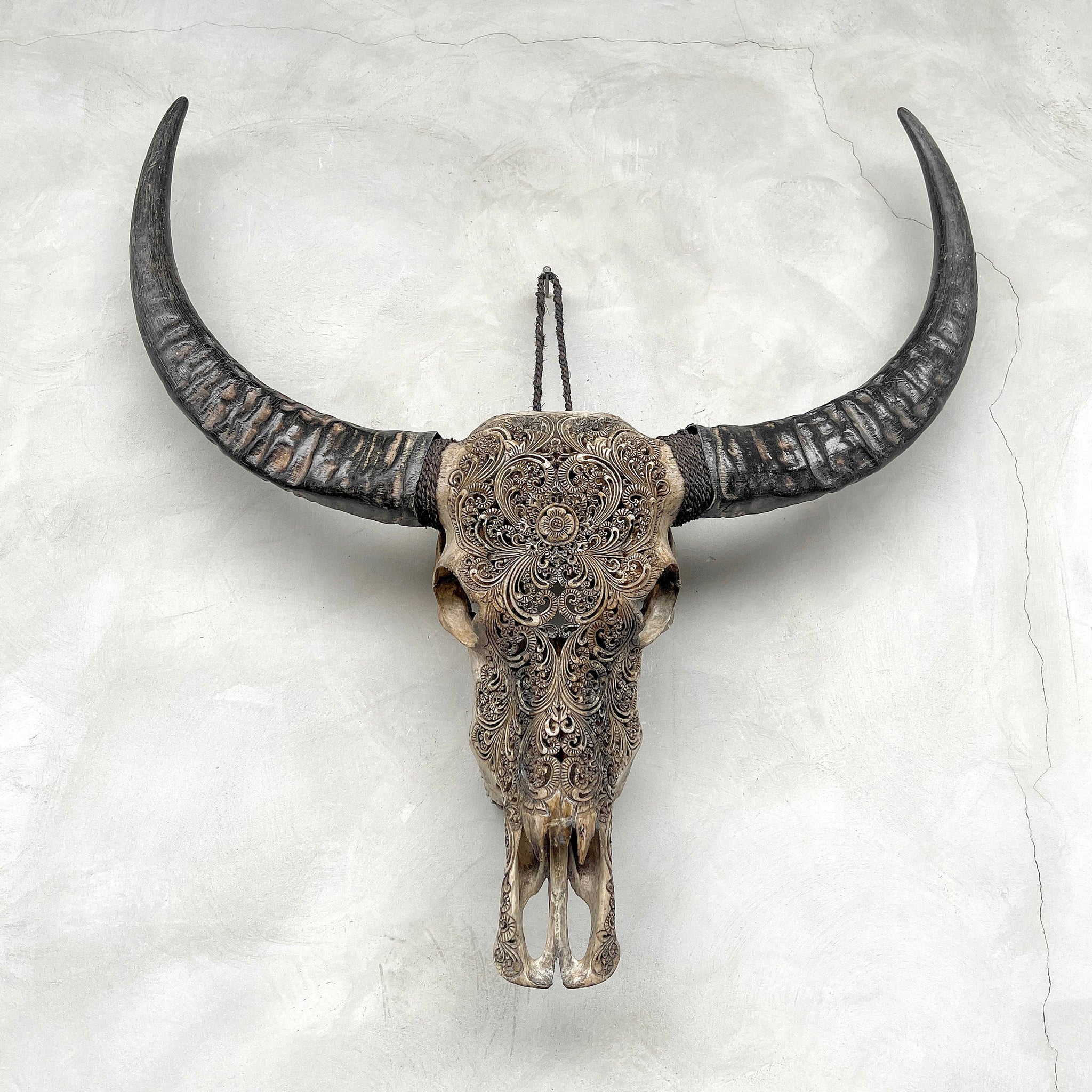 Charmanter Lotus | Handgeschnitzter Büffelschädel