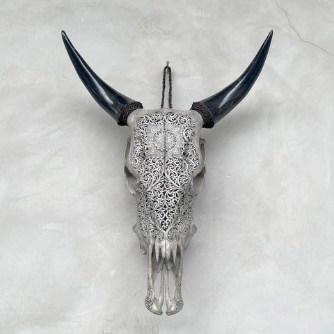 Lotus Deluxe | Hand-Carved Cow Skull
