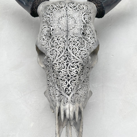 Lotus Deluxe | Hand-Carved Cow Skull