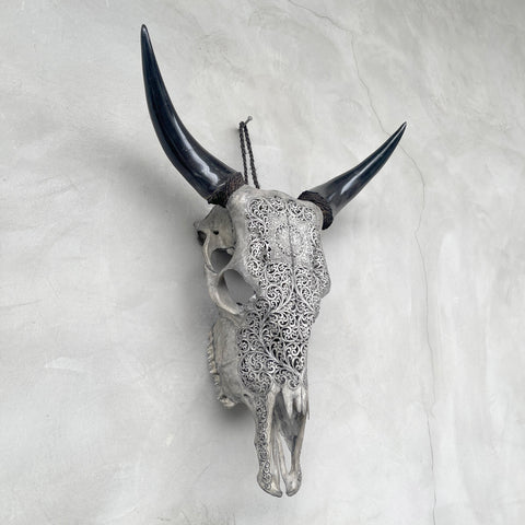 Lotus Deluxe | Hand-Carved Cow Skull