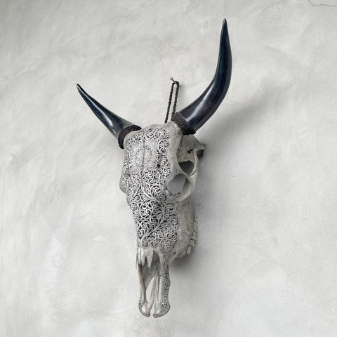 Lotus Deluxe | Hand-Carved Cow Skull