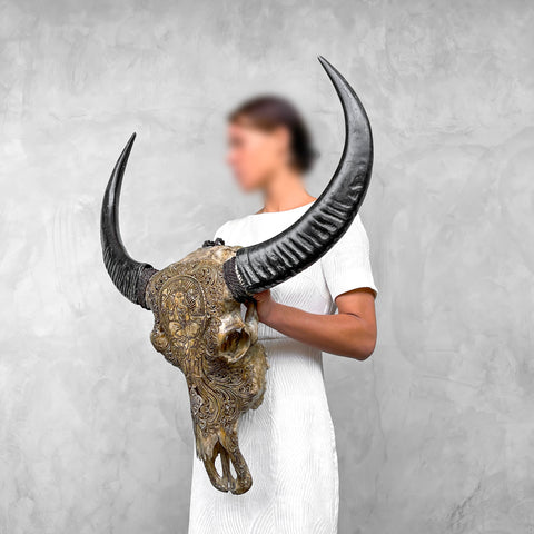 Erhabener Ganesha | Handgeschnitzter Büffelschädel