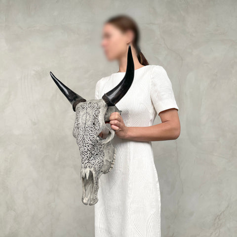 Lotus Deluxe | Hand-Carved Cow Skull