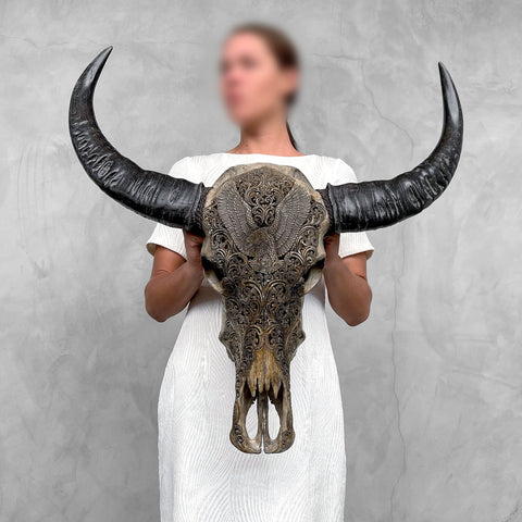 Majestätischer Adler | Handgeschnitzter Büffelschädel