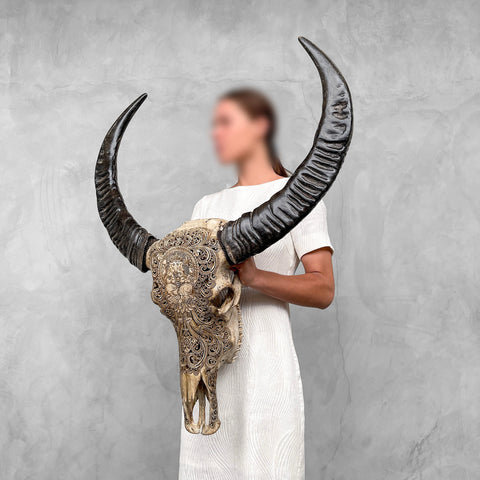 Göttlicher Ganesha | Handgeschnitzter Büffelschädel